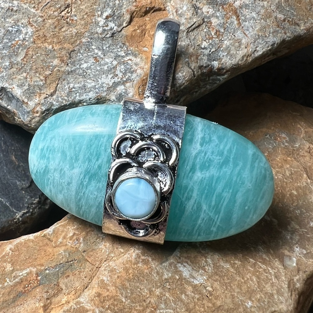 Amazonite & Larimar pendant